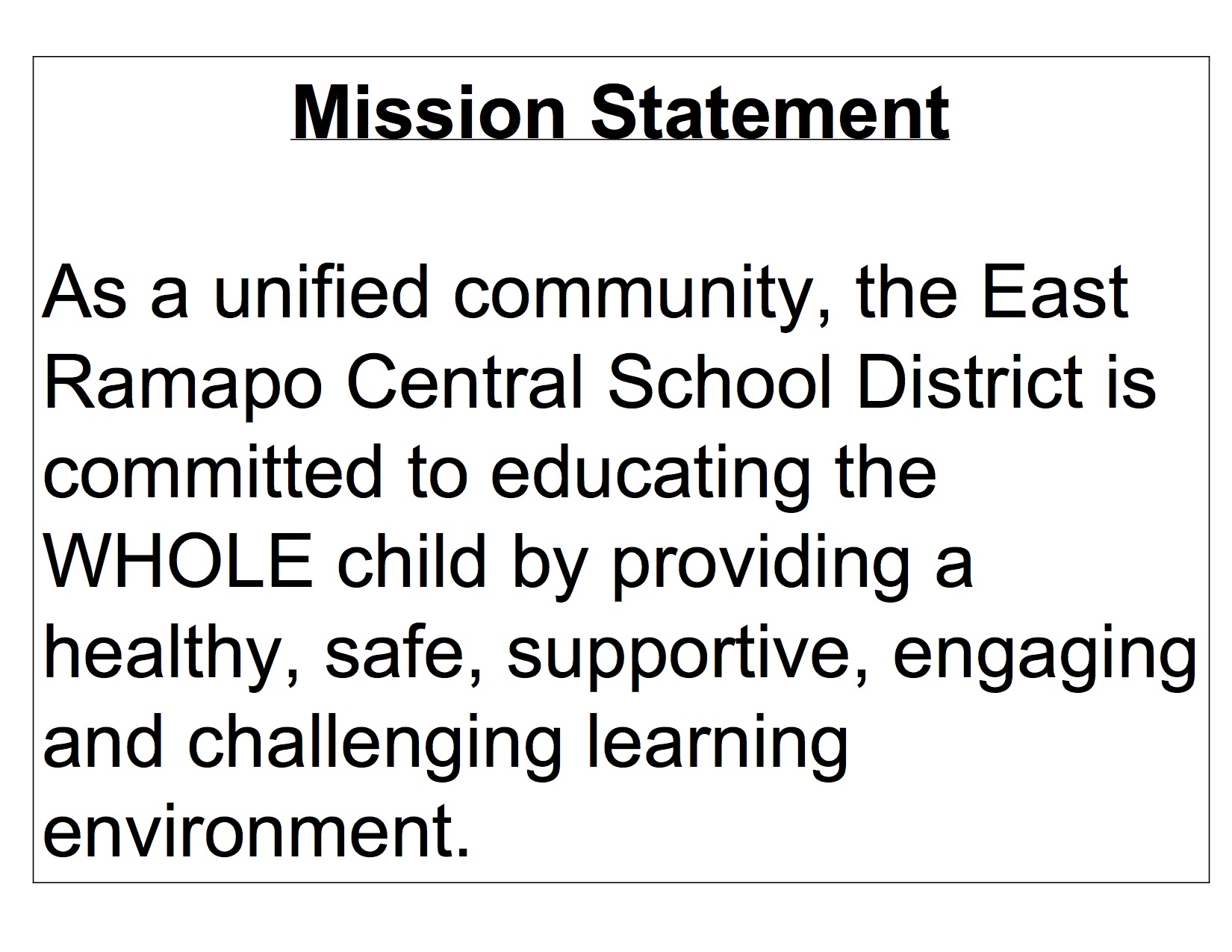 East Ramapo Mission Statement